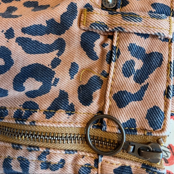 Free People Burnt Orange Leopard Denim Skirt - Picture 2 of 11